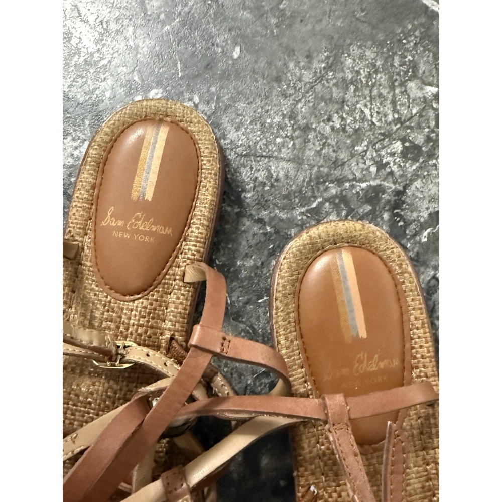 Sam Edelman Gwen Strappy Gladiator Leather Sandal Double Buckle Cognac Sz 8 - Picture 8 of 11